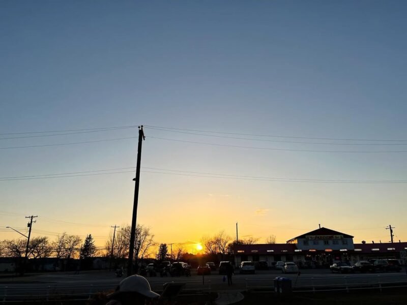 Prairie sunset, power lines