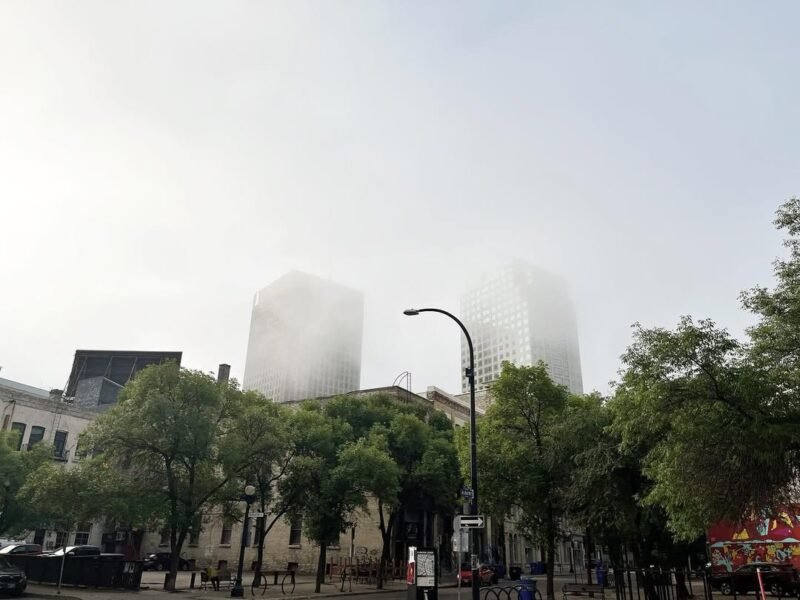 Exchange District towers in fog