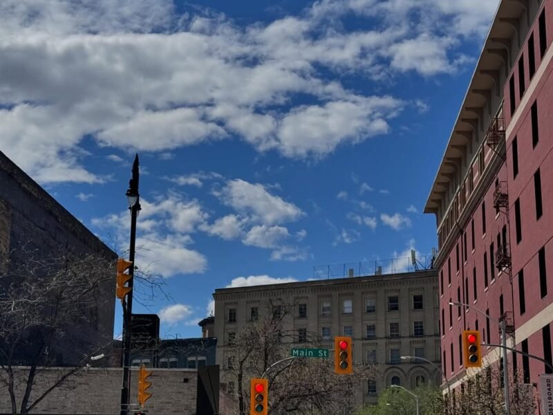Main Street, spring sky