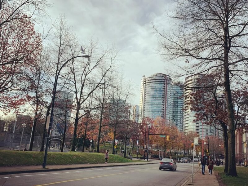 Autumn street, downtown Vancouver