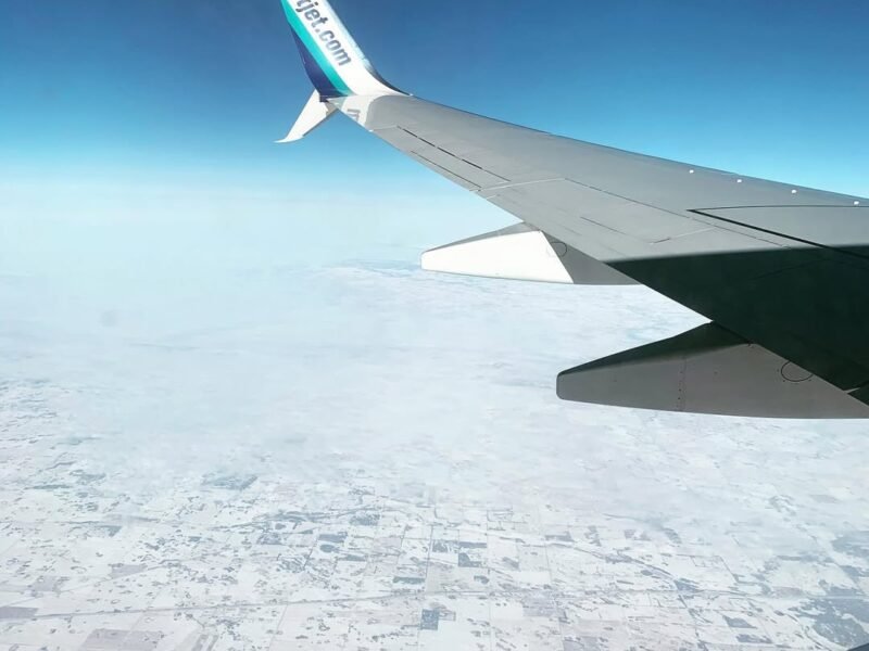 WestJet home, prairie below